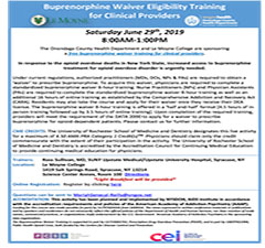 Buprenorphine Waiver Eligibility Training for Clinical Providers: Onondaga County